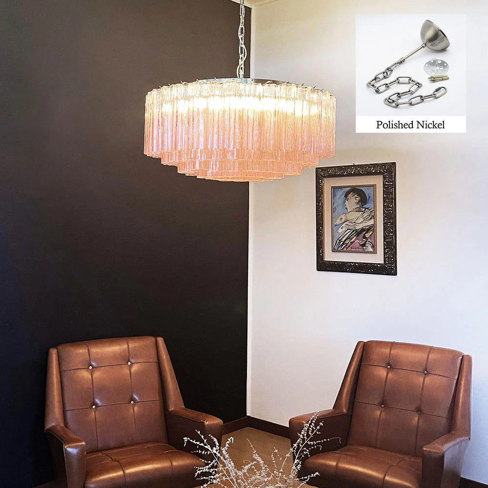 Murano Large Pink Tube Chandelier