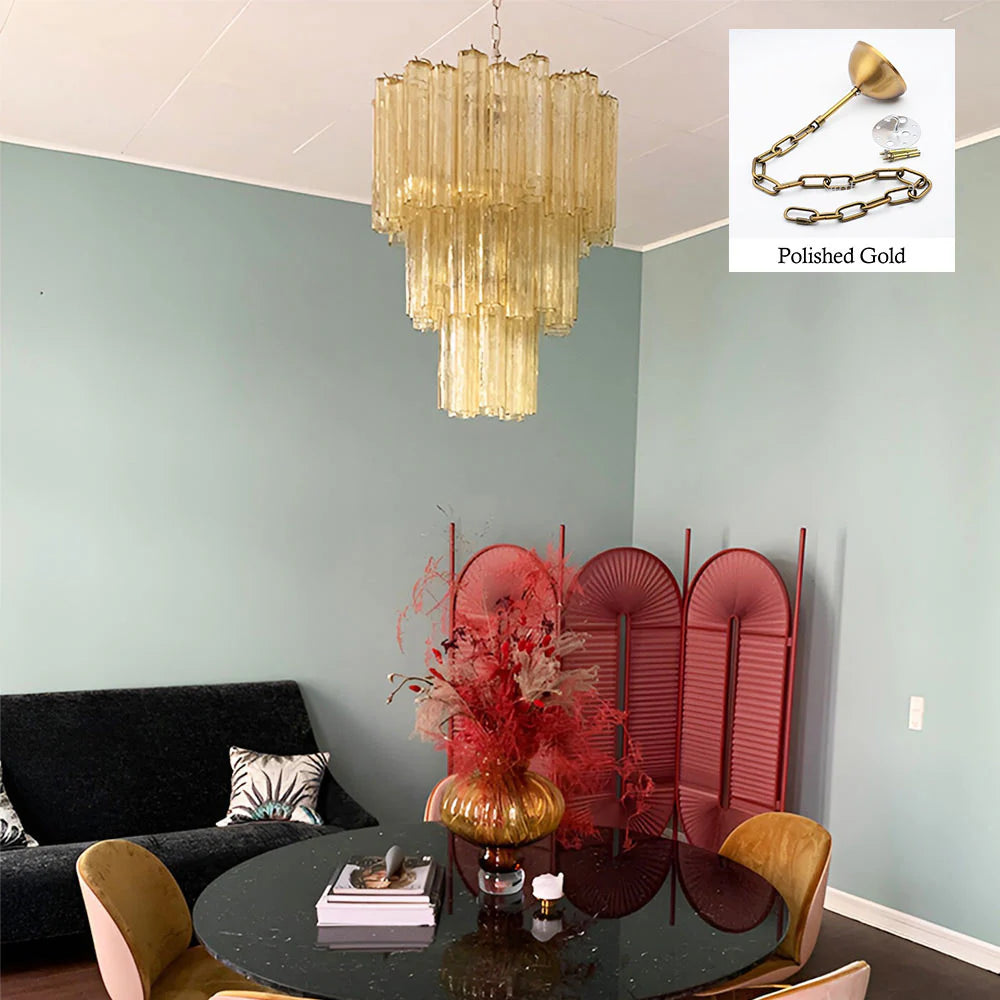 Elegant Yellow Murano Tube Chandelier