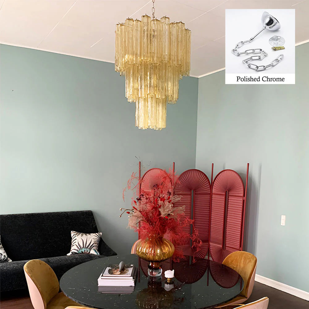 Elegant Yellow Murano Tube Chandelier