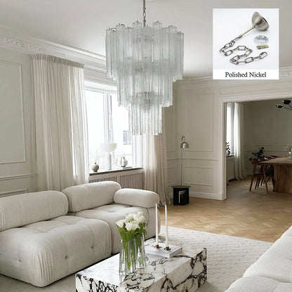 Vintage Murano Transparent Tubes Chandelier