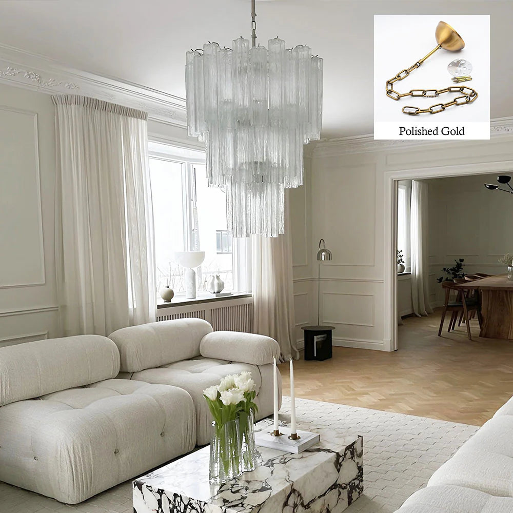 Elegant Transparent Murano Tube Chandelier