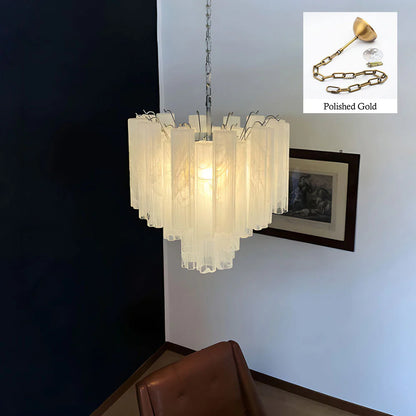 White Murano Tubes Chandelier