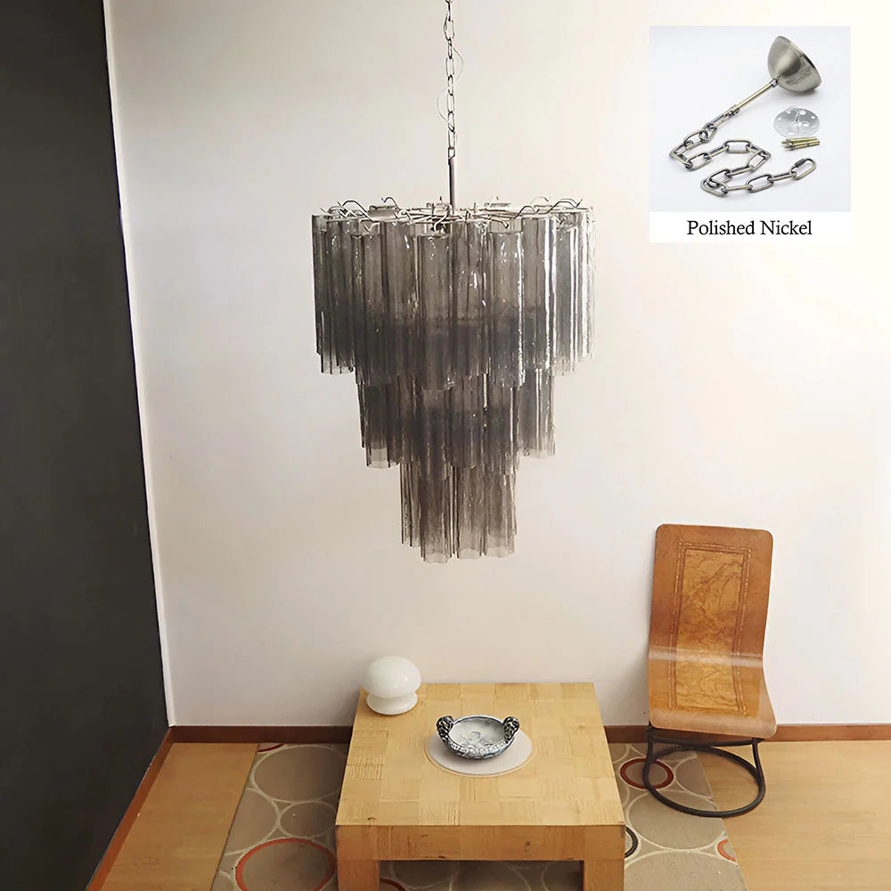 Elegant Smoke Murano Tube Chandelier