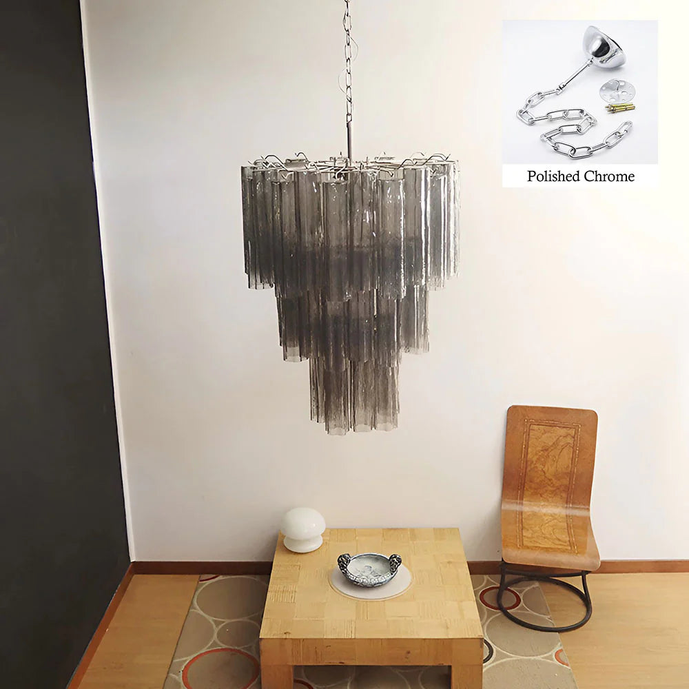 Elegant Smoke Murano Tube Chandelier