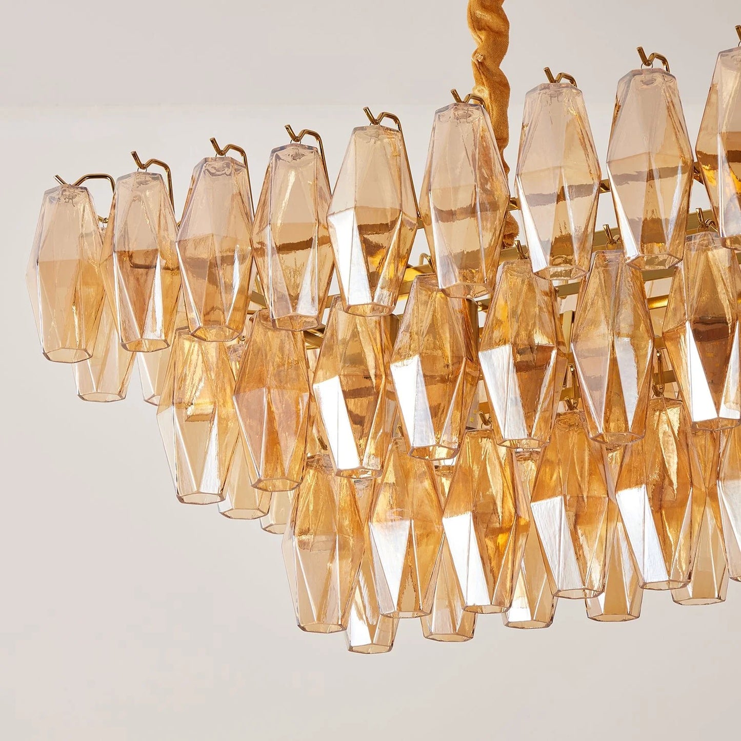 Amber Prism Glass Chandelier
