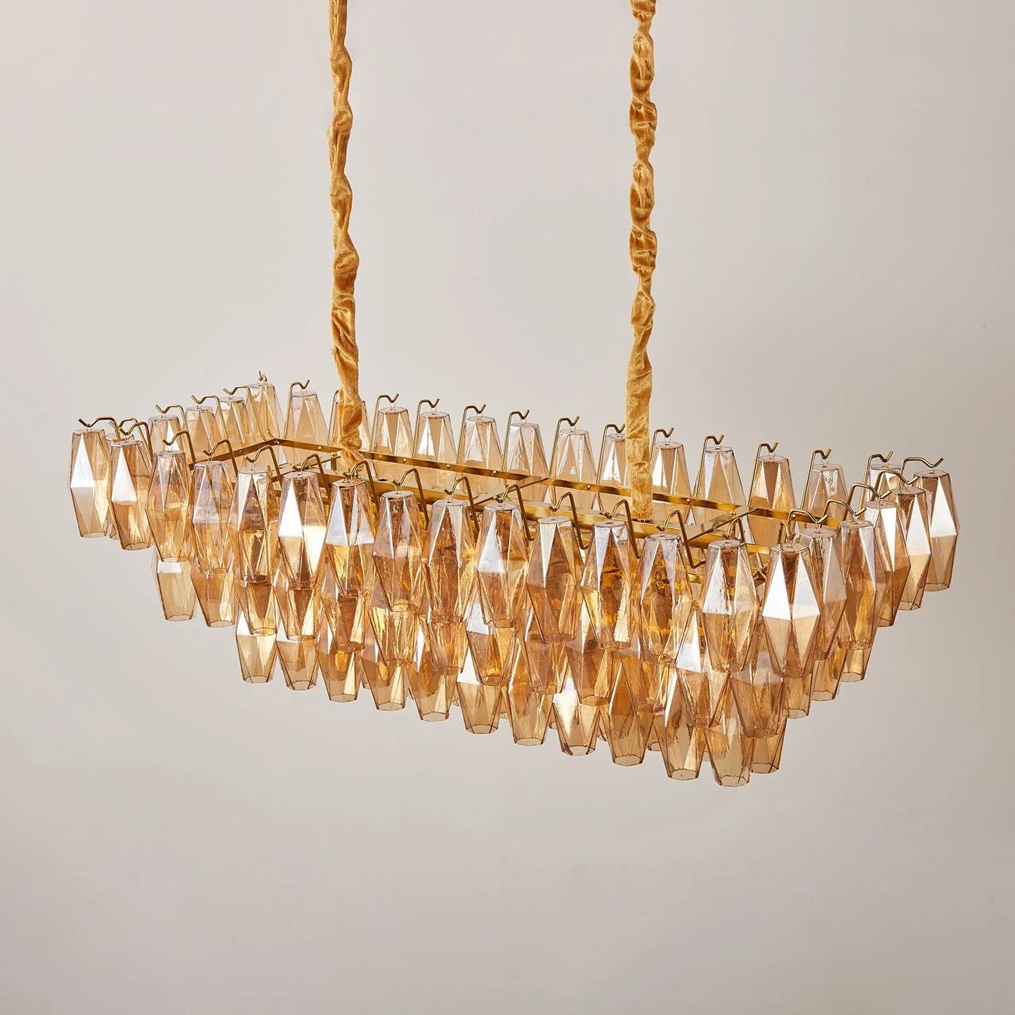 Amber Prism Glass Chandelier