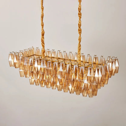 Amber Prism Glass Chandelier