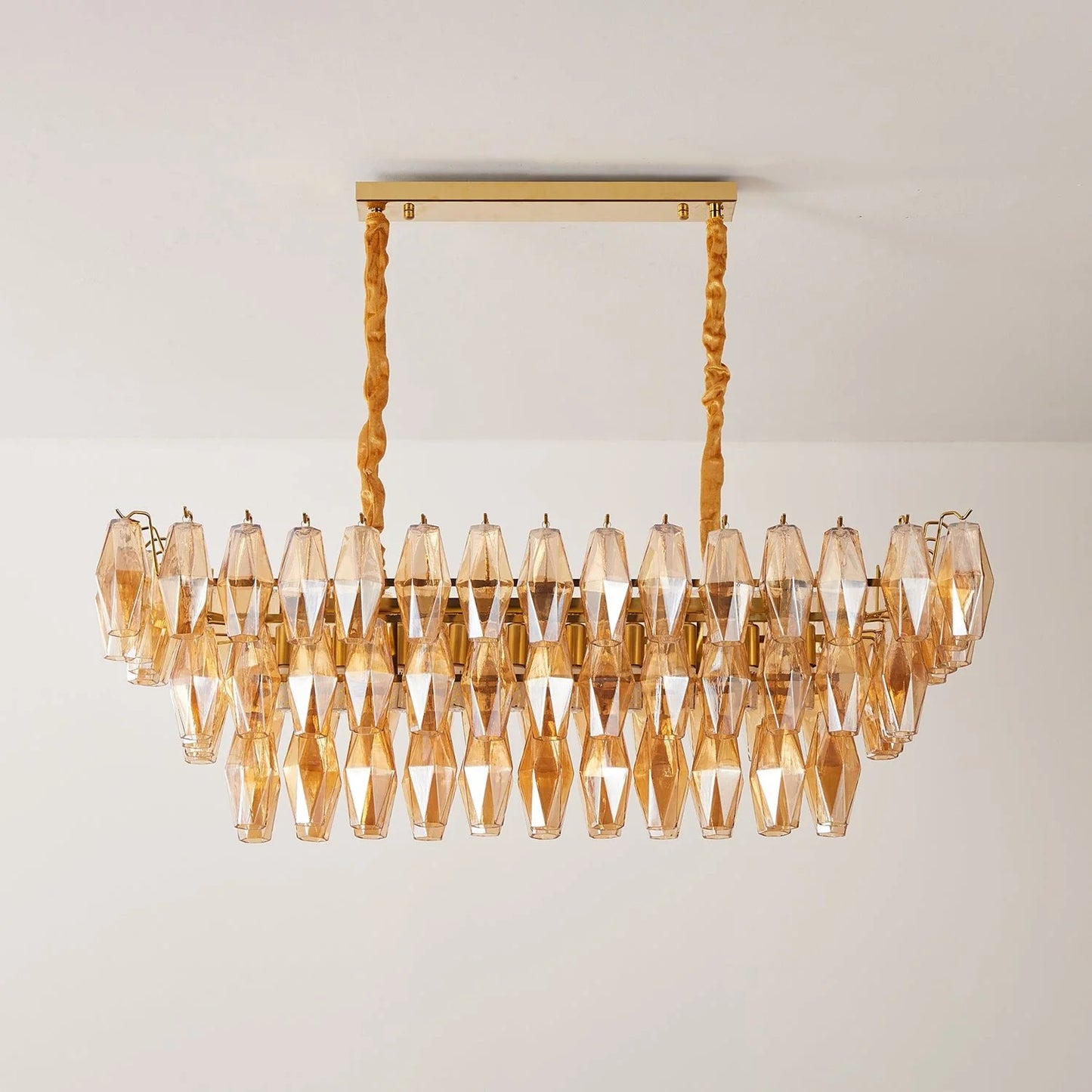 Amber Prism Glass Chandelier