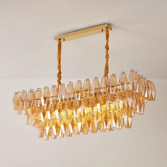 Amber Prism Glass Chandelier