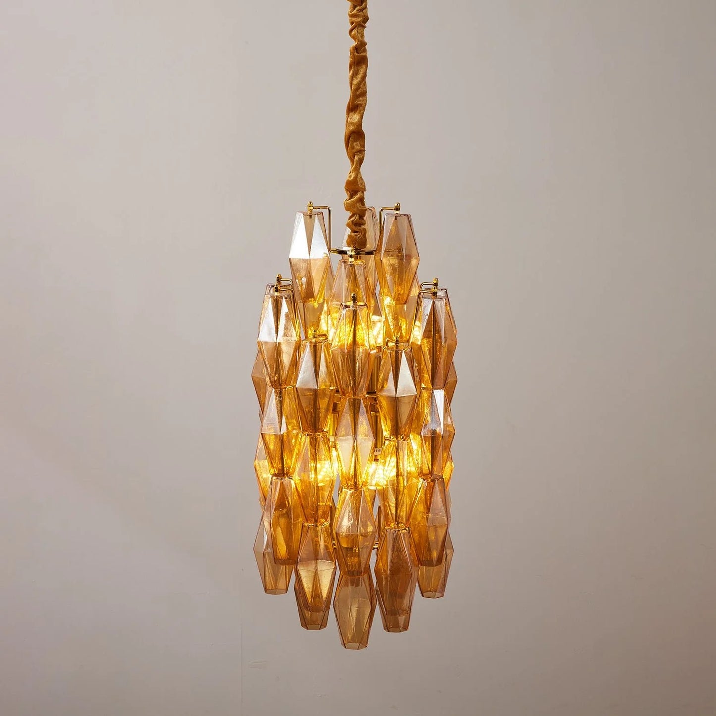 Amber Prism Long Chandelier