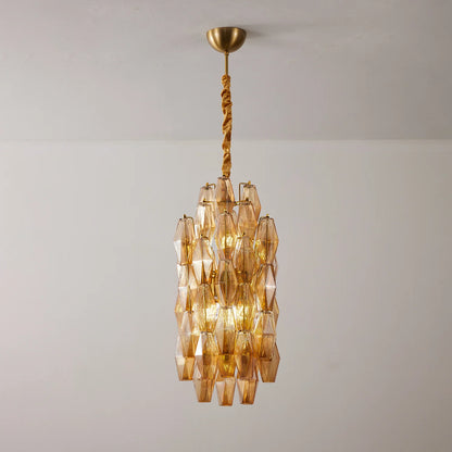 Amber Prism Long Chandelier