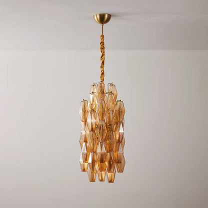 Amber Prism Long Chandelier