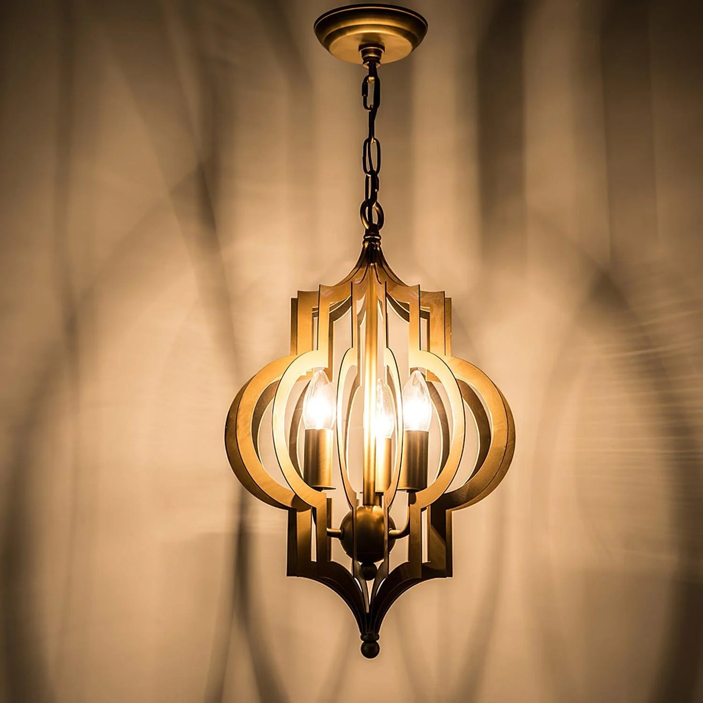 Antique Gold Leaf Lantern Chandelier