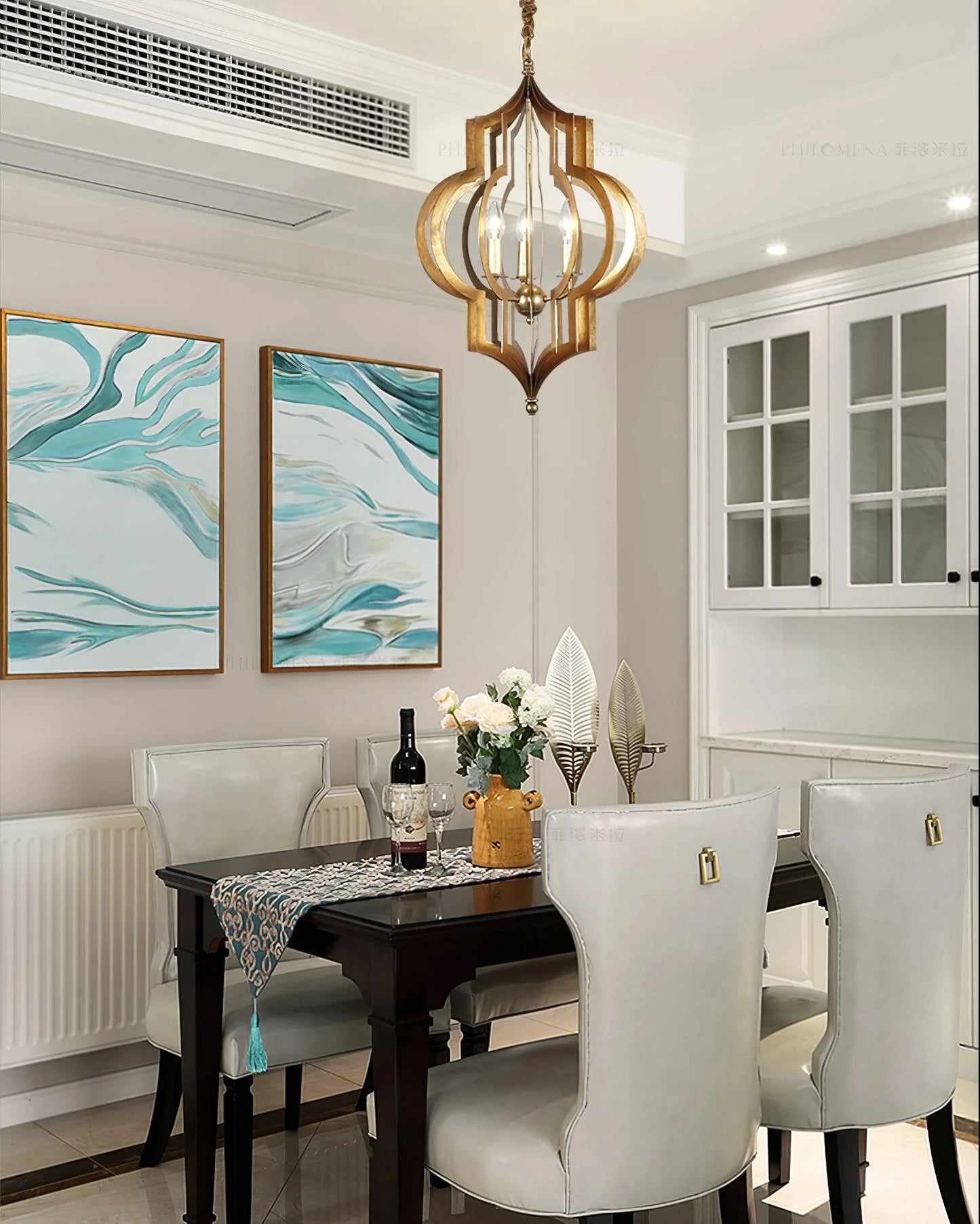 Antique Gold Leaf Lantern Chandelier