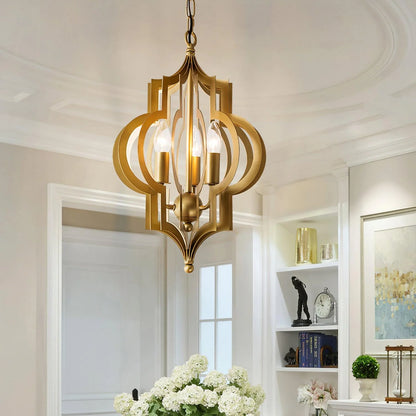 Antique Gold Leaf Lantern Chandelier