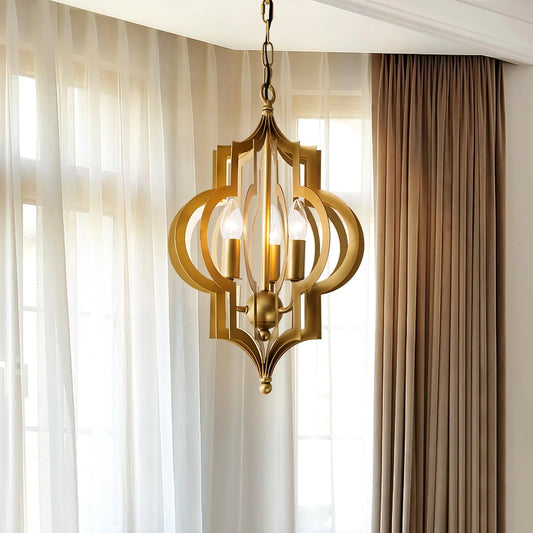 Antique Gold Leaf Lantern Chandelier