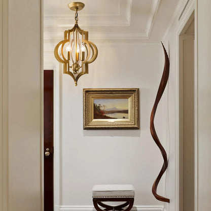 Antique Gold Leaf Lantern Chandelier