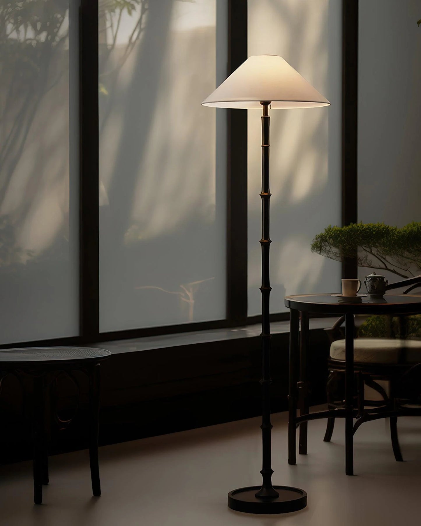 Black Bamboo Floor Lamp