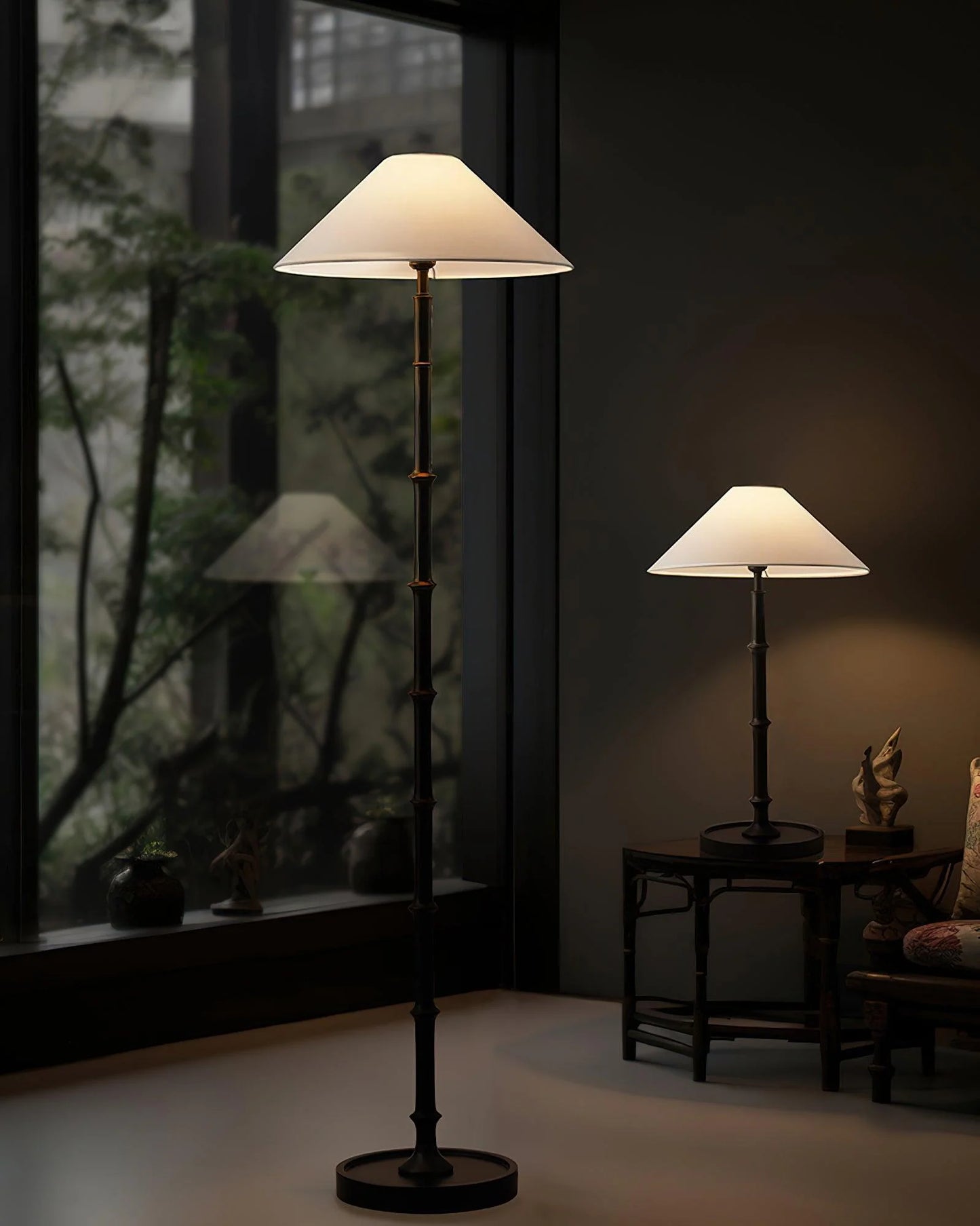 Black Bamboo Floor Lamp