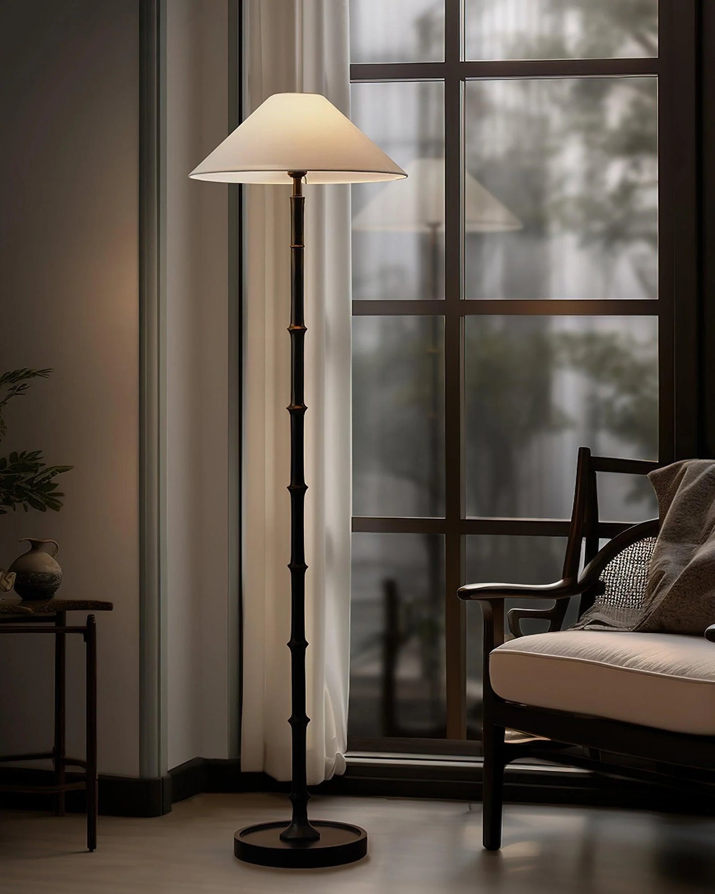 Black Bamboo Floor Lamp