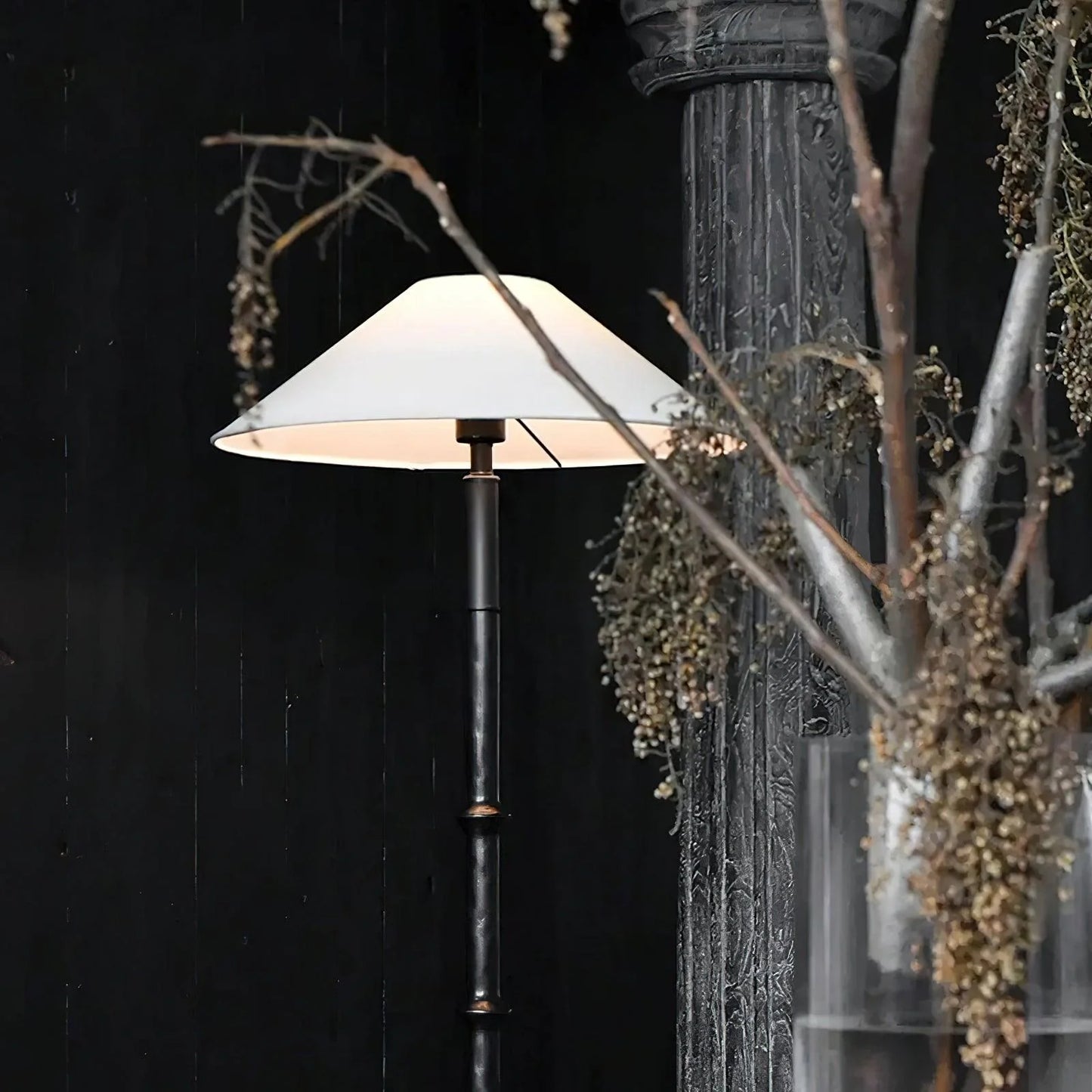 Black Bamboo Floor Lamp