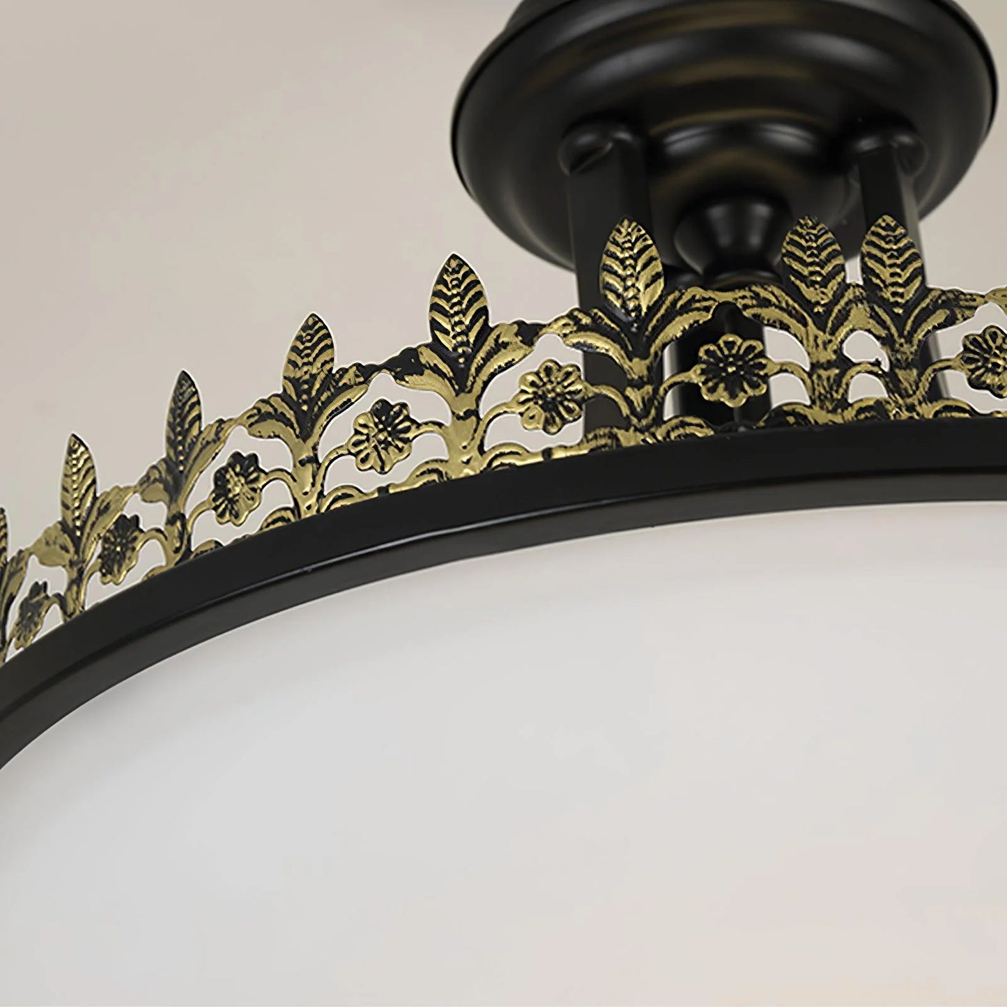 Black Vintage Bowl Frosted Glass Ceiling Light