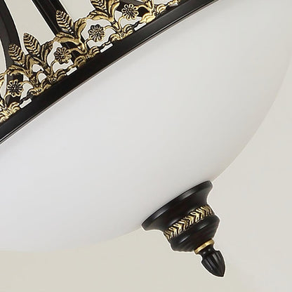 Black Vintage Bowl Frosted Glass Ceiling Light