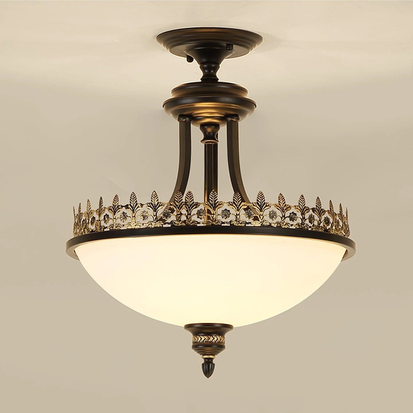 Black Vintage Bowl Frosted Glass Ceiling Light