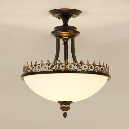 Black Vintage Bowl Frosted Glass Ceiling Light