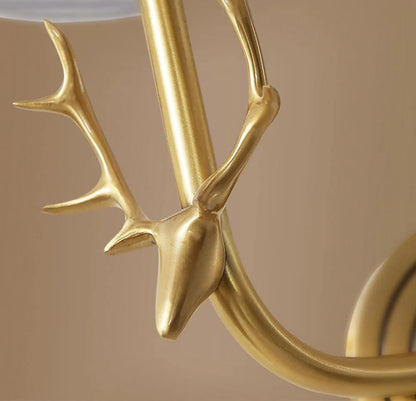 Brass Deer Head Wall Light