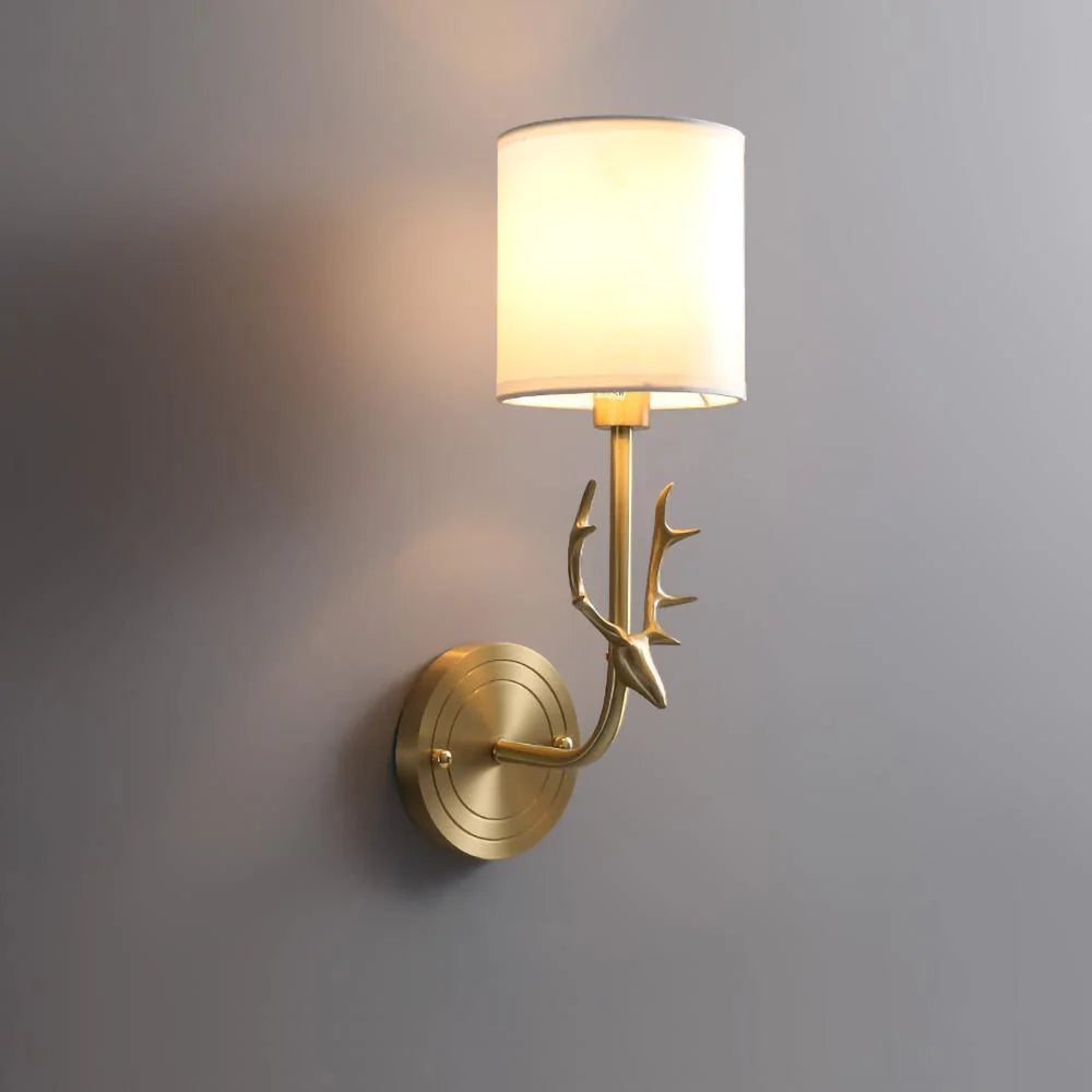 Brass Deer Head Wall Light