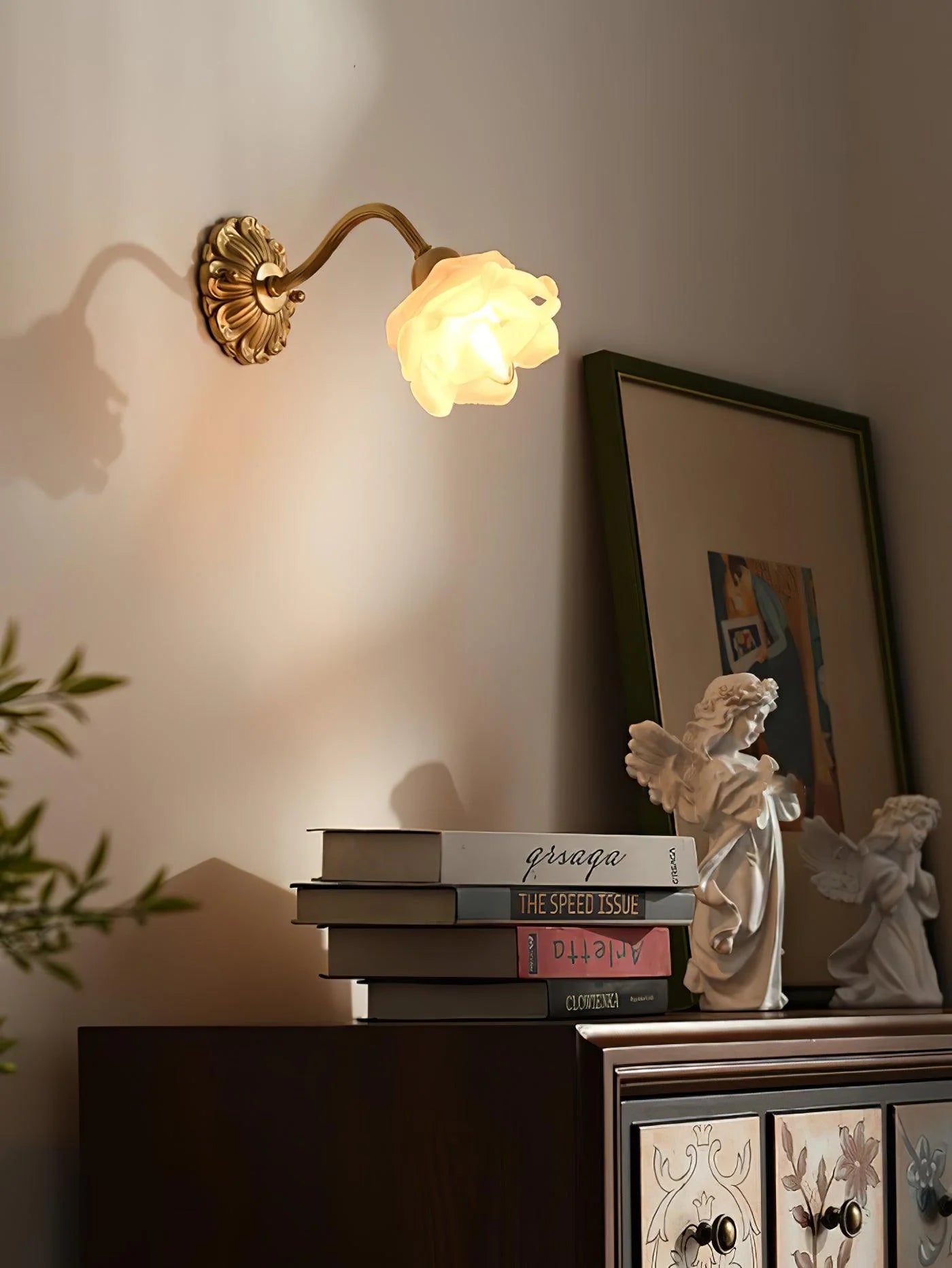 Brass Rose Wall Lamp