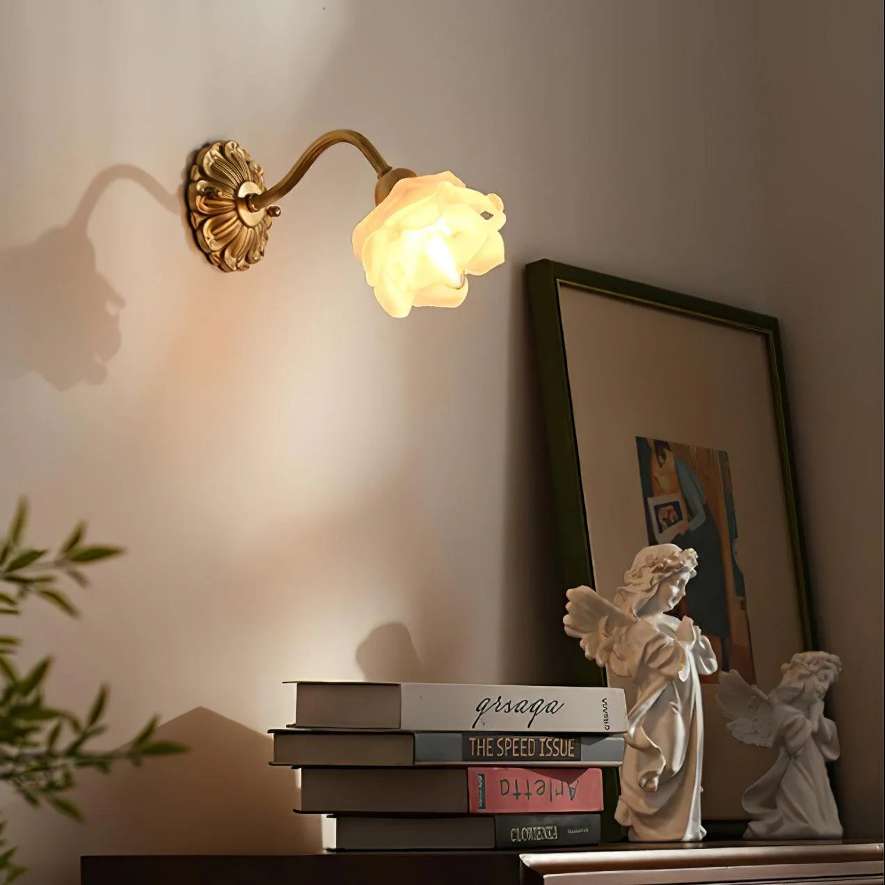 Brass Rose Wall Lamp