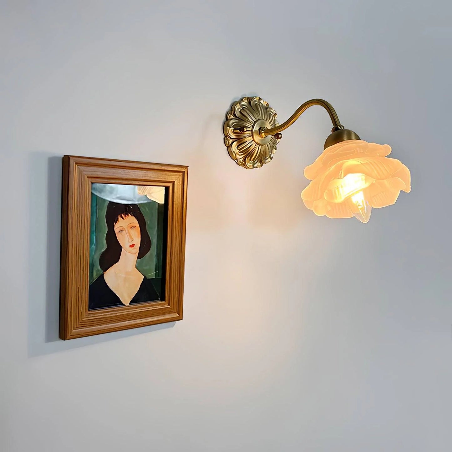 Brass Rose Wall Lamp