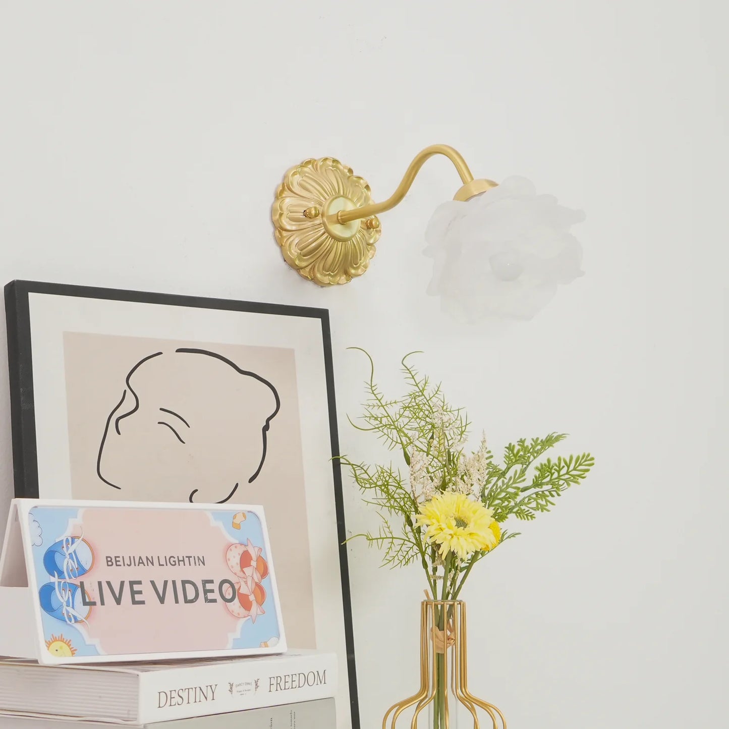 Brass Rose Wall Lamp