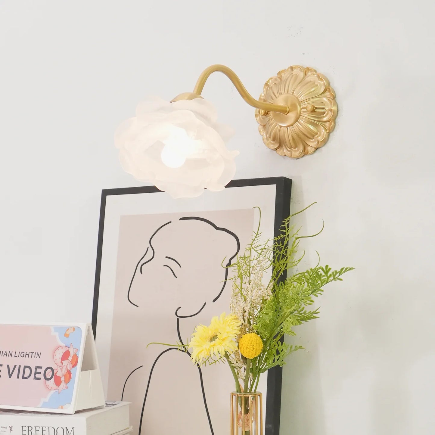 Brass Rose Wall Lamp