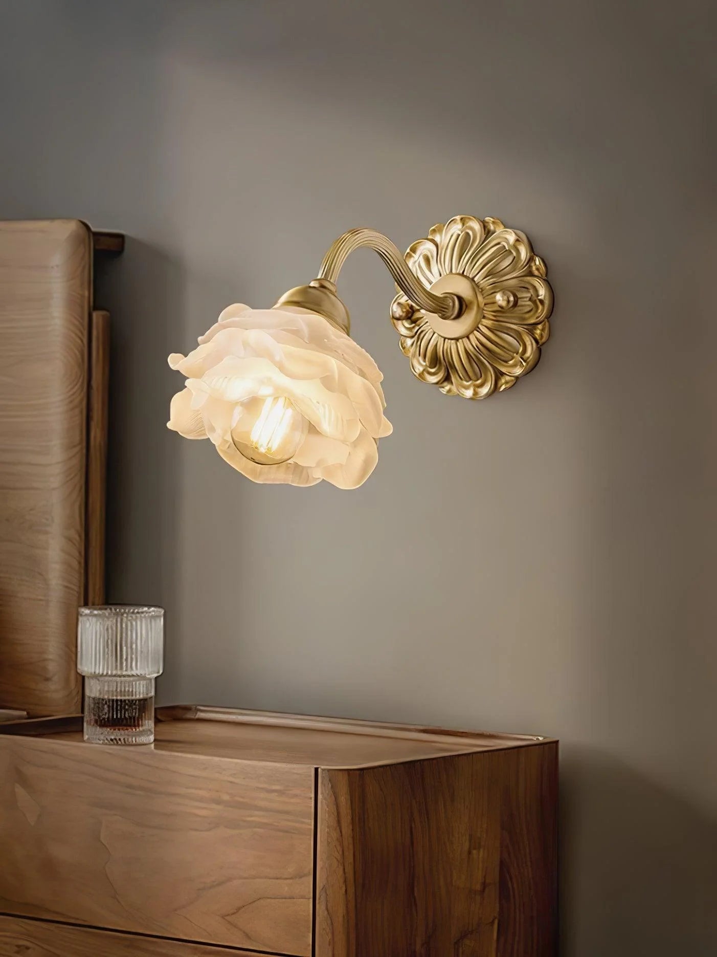 Brass Rose Wall Lamp