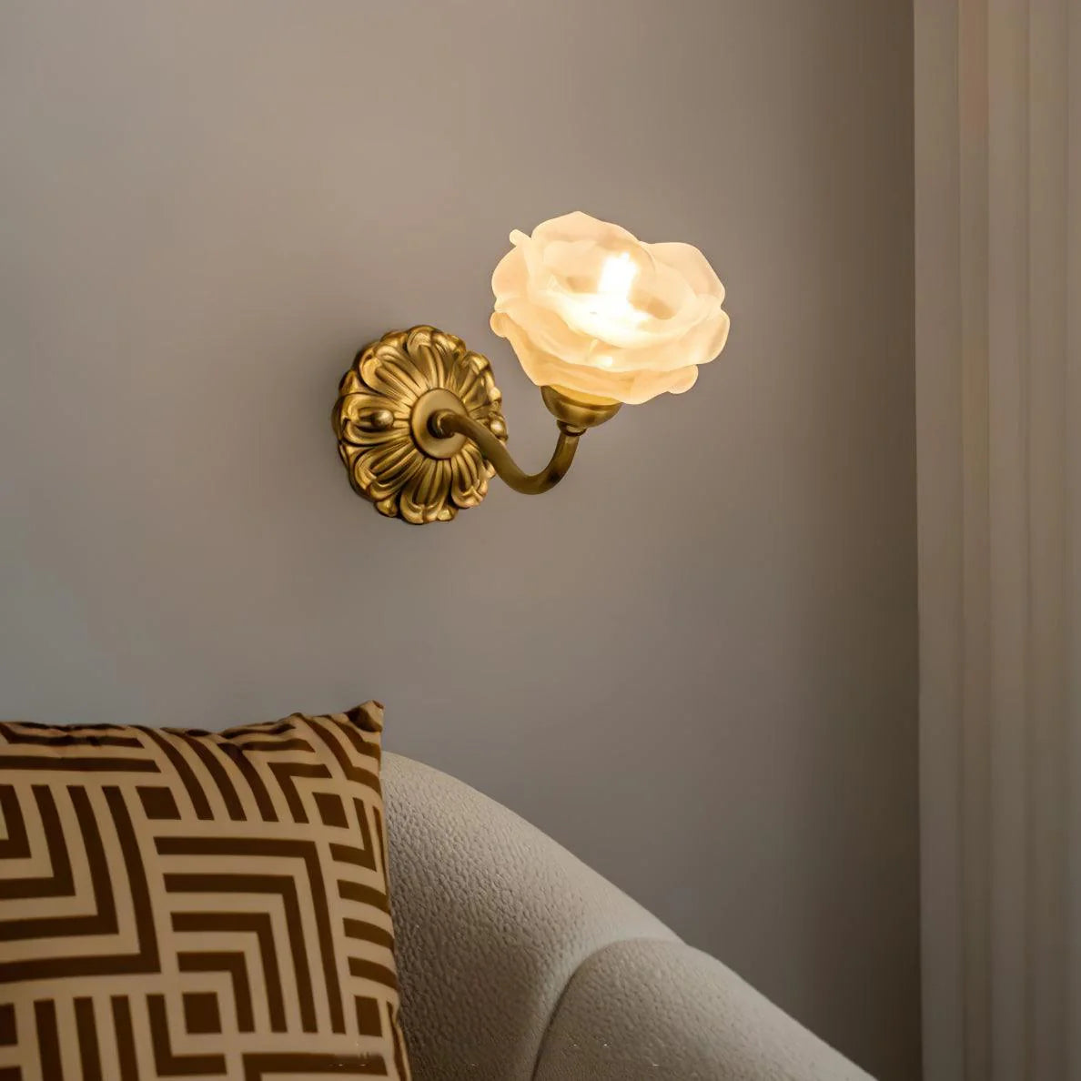 Brass Rose Wall Lamp