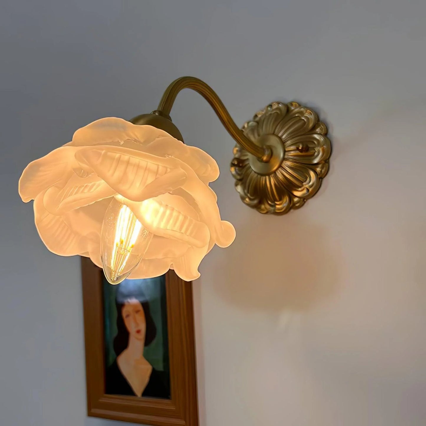Brass Rose Wall Lamp