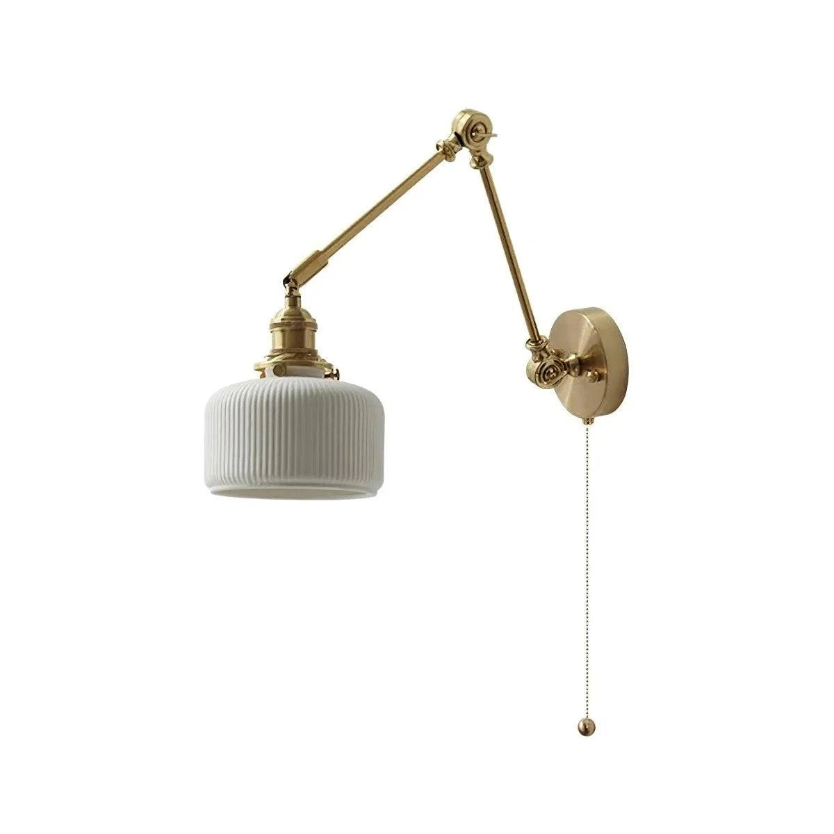 Ceramic Brass Retractable Arm Wall Light