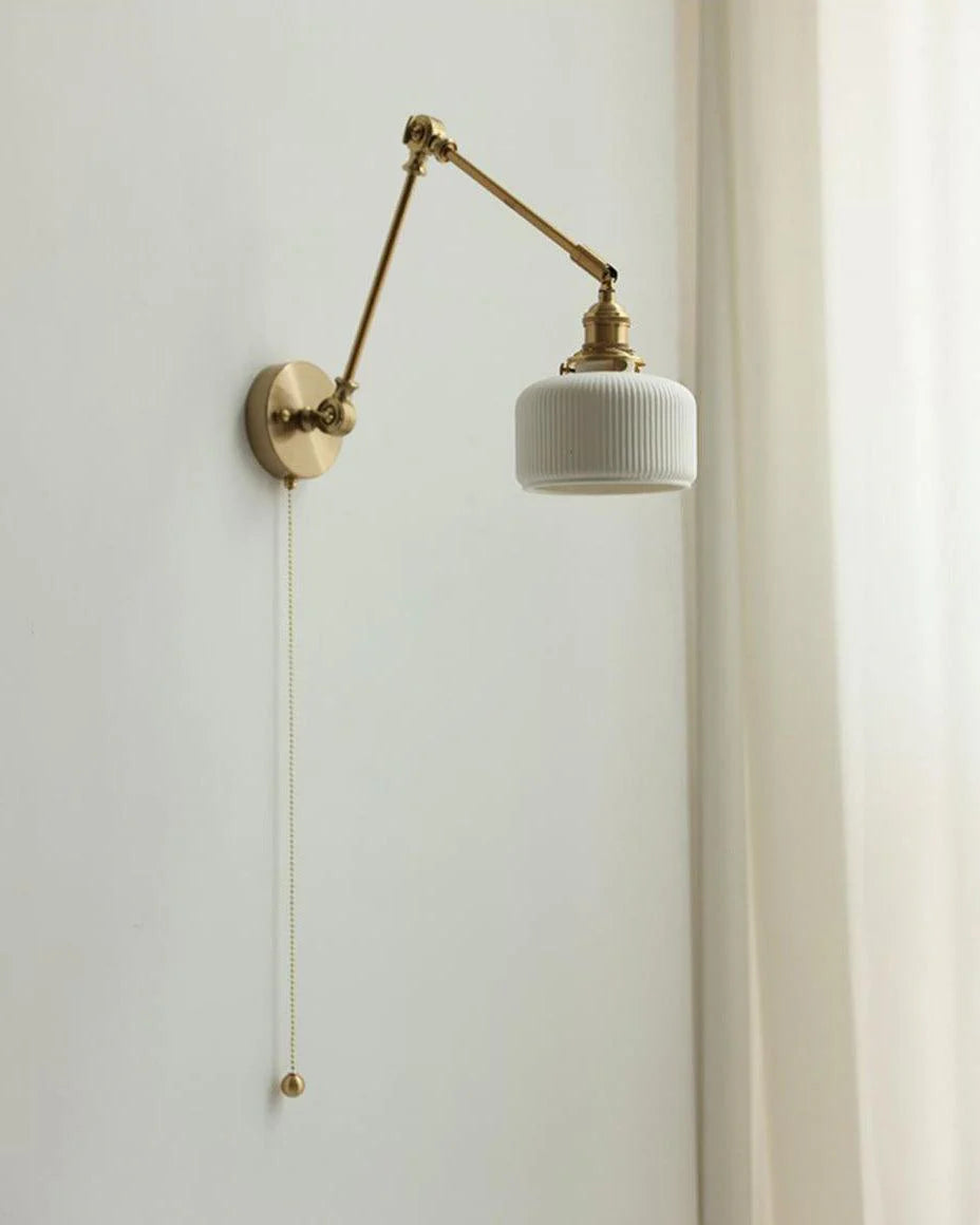 Ceramic Brass Retractable Arm Wall Light