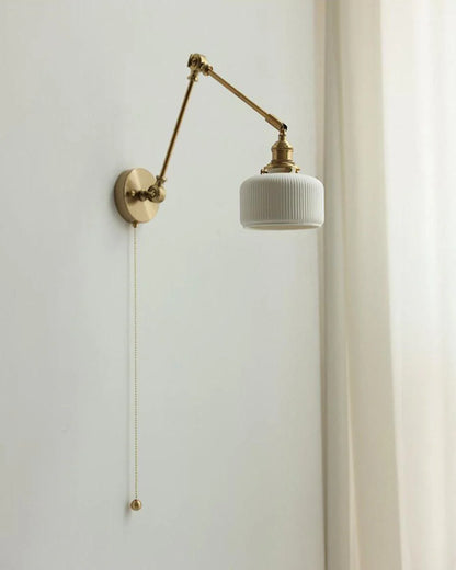 Ceramic Brass Retractable Arm Wall Light