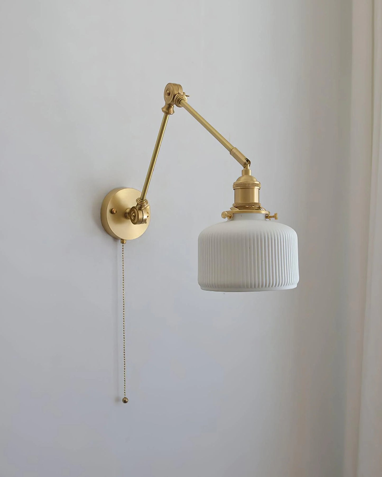 Ceramic Brass Retractable Arm Wall Light