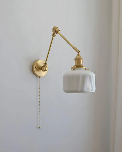 Ceramic Brass Retractable Arm Wall Light