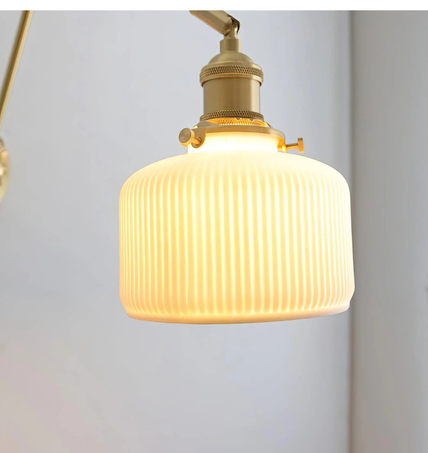 Ceramic Brass Retractable Arm Wall Light