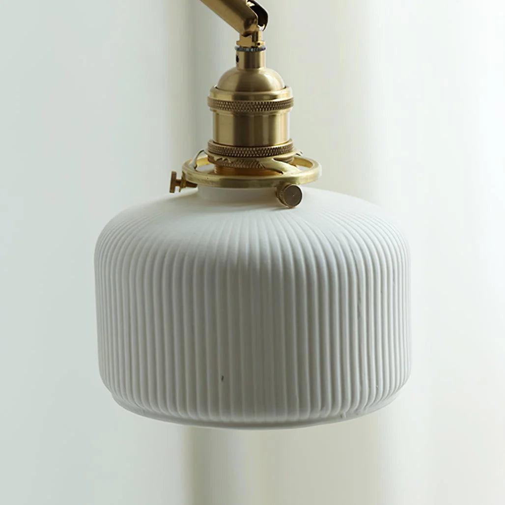 Ceramic Brass Retractable Arm Wall Light