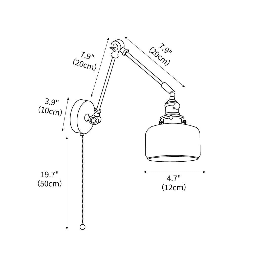 Ceramic Brass Retractable Arm Wall Light