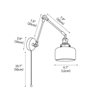 Ceramic Brass Retractable Arm Wall Light