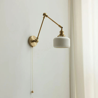 Ceramic Brass Retractable Arm Wall Light