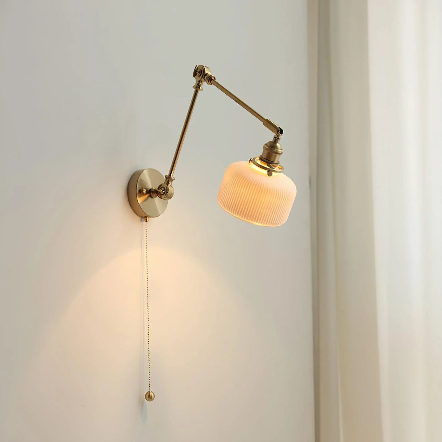 Ceramic Brass Retractable Arm Wall Light